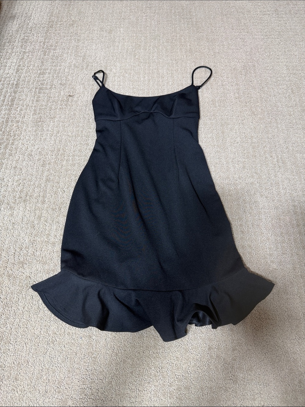 Selfie Leslie Black Spaghetti-Strap Ruffle-Hem Dress
